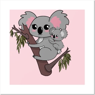 Kawaii koalas mother and baby Posters and Art